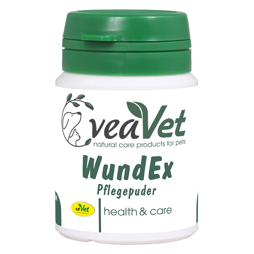 cdVet Naturprodukte VeaVet WoundEx Care Powder 15 g - Dog, cat, horse - care + moisture bond - stressed + wounded + eczema prone skin - absorbs + binds - - PawsPlanet Australia