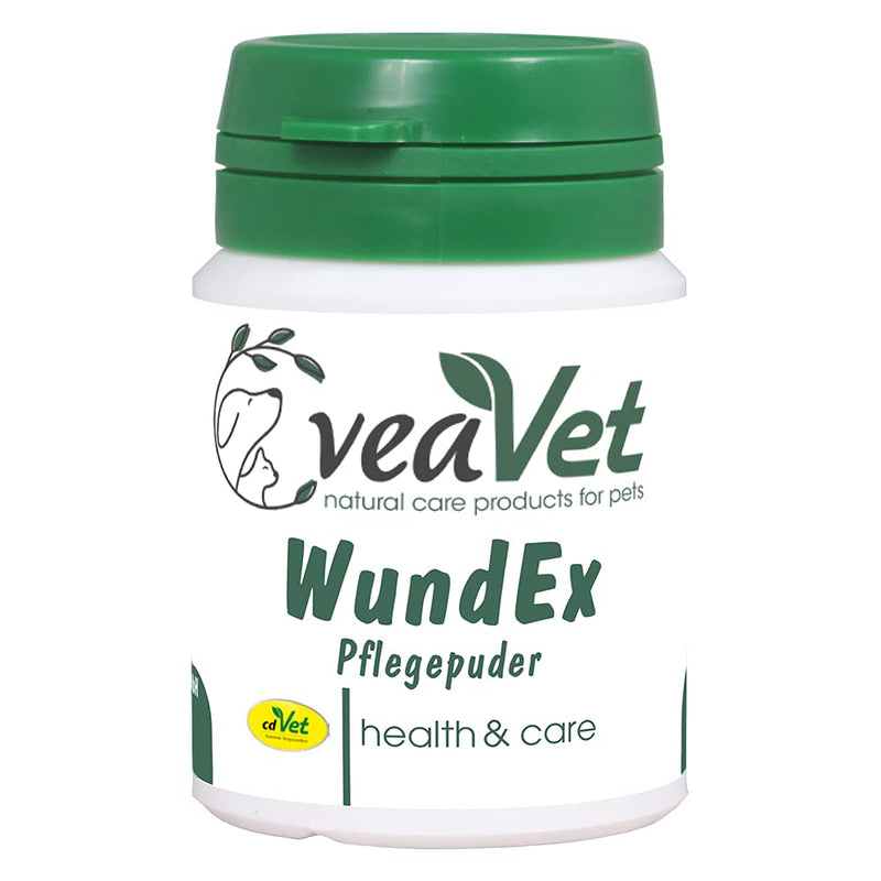 cdVet Naturprodukte VeaVet WoundEx Care Powder 15 g - Dog, cat, horse - care + moisture bond - stressed + wounded + eczema prone skin - absorbs + binds - - PawsPlanet Australia