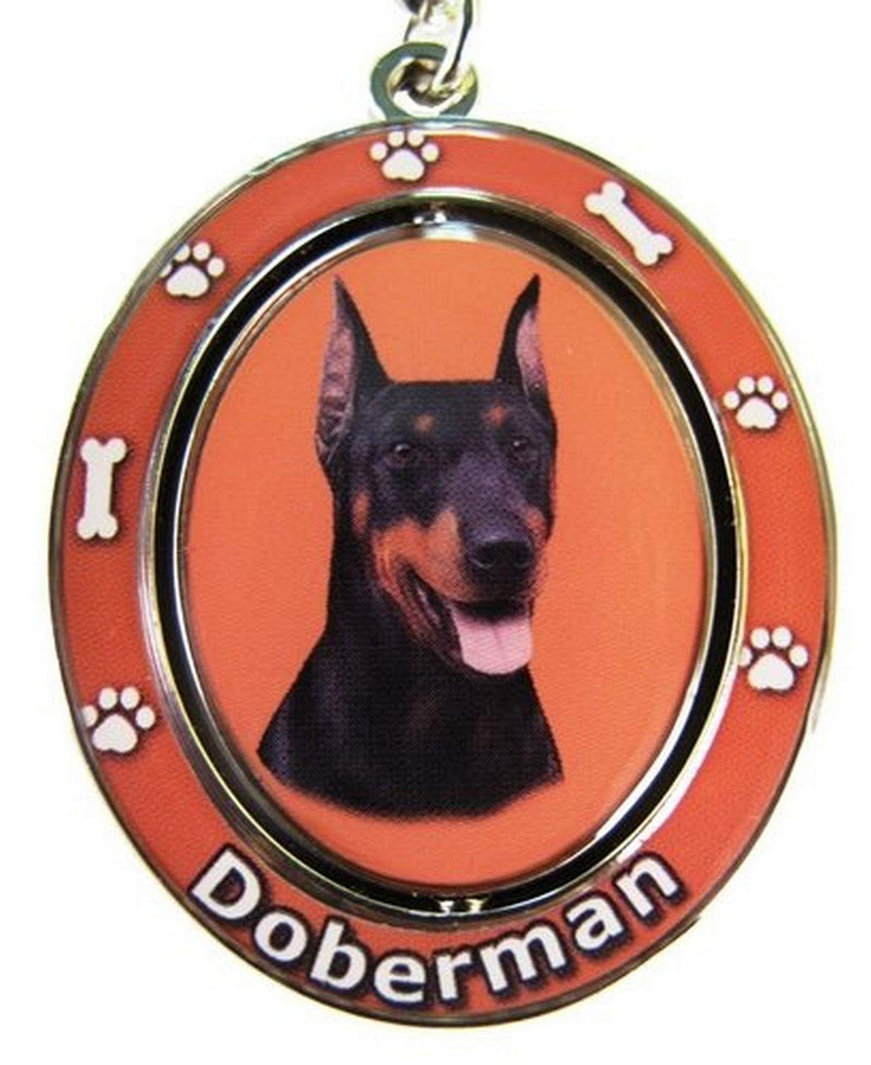 [Australia] - Doberman Key Chain "Spinning Pet Key Chains"Double Sided Spinning Center With Dobermans Face Made Of Heavy Quality Metal Unique Stylish Doberman Gifts 