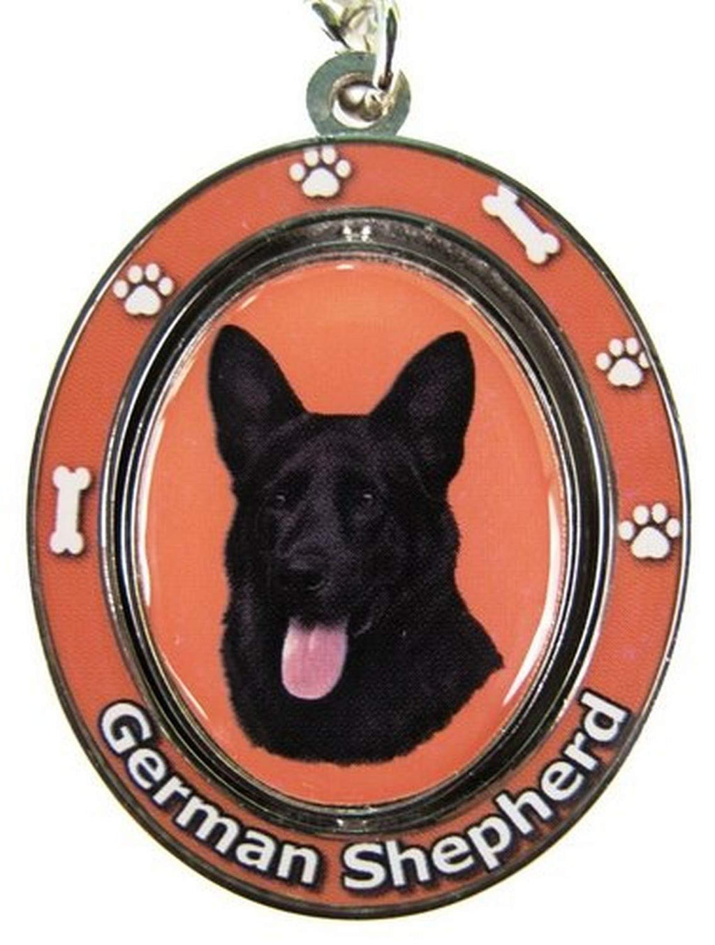 [Australia] - German Shepherd, Black Key Chain "Spinning Pet Key Chains"Double Sided Spinning Center With German Shepherds Face Made Of Heavy Quality Metal Unique Stylish German Shepherd Gifts 