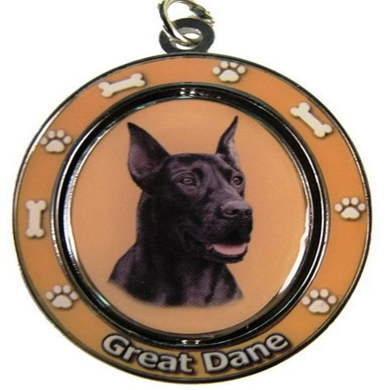 [Australia] - Great Dane, Black Key Chain "Spinning Pet Key Chains"Double Sided Spinning Center With Great Danes Face Made Of Heavy Quality Metal Unique Stylish Great Dane Gifts 