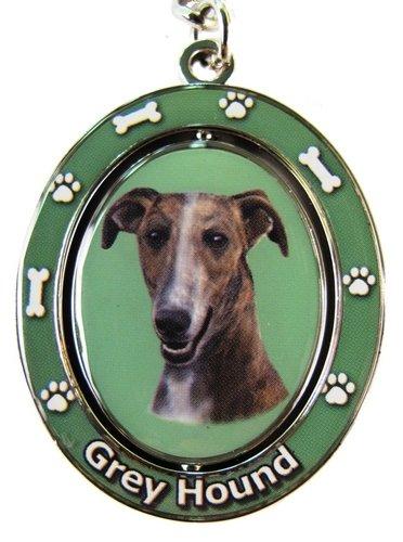 [Australia] - Greyhound, Brindle Key Chain "Spinning Pet Key Chains"Double Sided Spinning Center With Greyhounds Face Made Of Heavy Quality Metal Unique Stylish Greyhound Gifts 