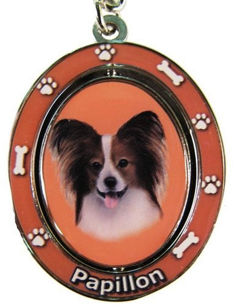 [Australia] - Papillon Key Chain "Spinning Pet Key Chains"Double Sided Spinning Center With Papillons Face Made Of Heavy Quality Metal Unique Stylish Papillion Gifts 