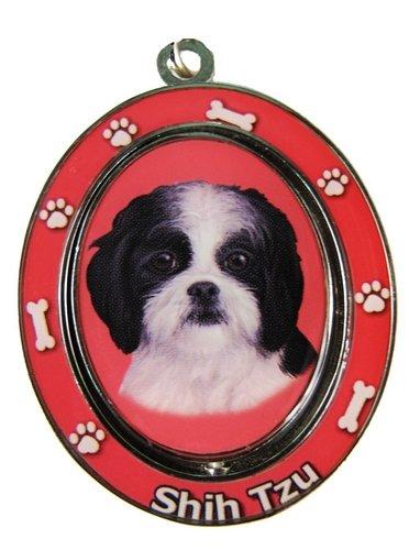 [Australia] - Shih Tzu, Black and White Key Chain "Spinning Pet Key Chains"Double Sided Spinning Center With Shih Tzus Face Made Of Heavy Quality Metal Unique Stylish Shih Tzu Gifts 