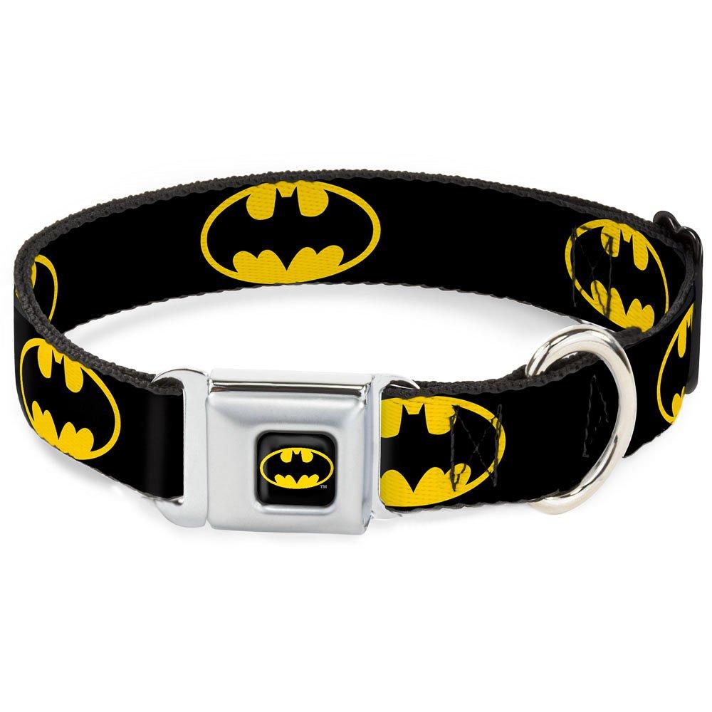 Buckle-Down Seatbelt Buckle Dog Collar - Batman Shield Black/Yellow 1" Wide - Fits 9-15" Neck - Small - PawsPlanet Australia