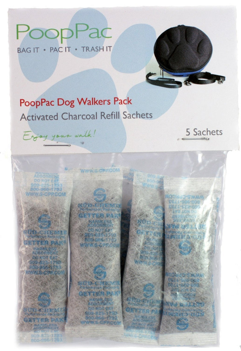 [Australia] - PoopPac Dog Walker Waste Case Activated Charcoal Refills, Pack of 5 