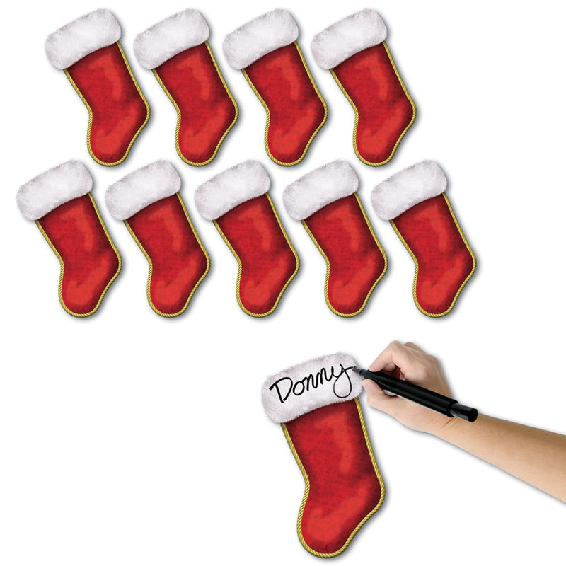 Beistle 10-Pack Mini Christmas Stocking Cutouts, 7-1/4-Inch, Pkg/1, Red/White/Gold 10 piece - PawsPlanet Australia