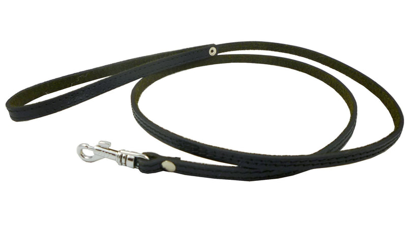 [Australia] - 4' Genuine Leather Classic Dog Leash Black 3/8" Wide for Small Breeds and Puppies 