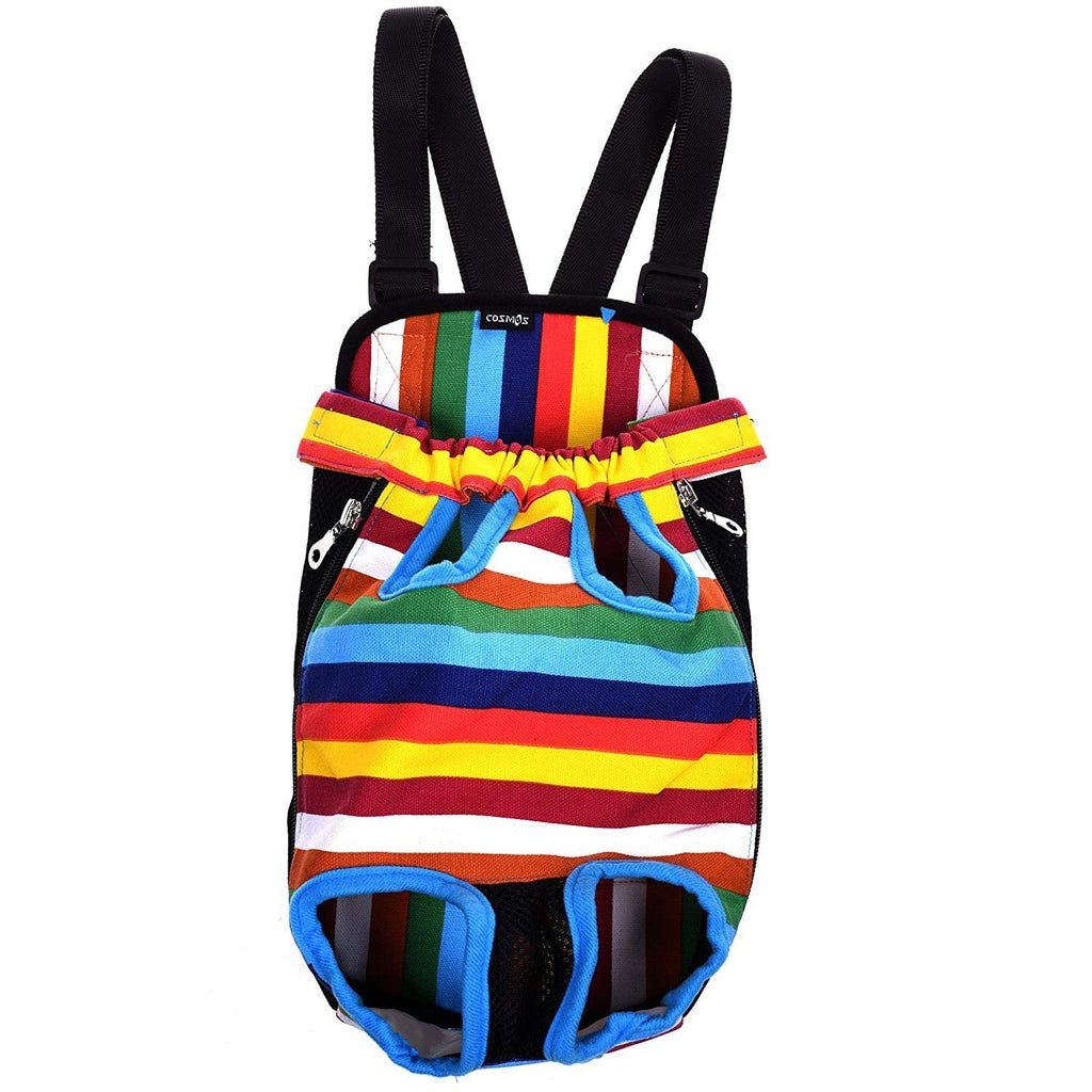 [Australia] - Cosmos Colorful Strip Pattern Pet Dogs Legs Out Front Carrier Bag Medium Size 