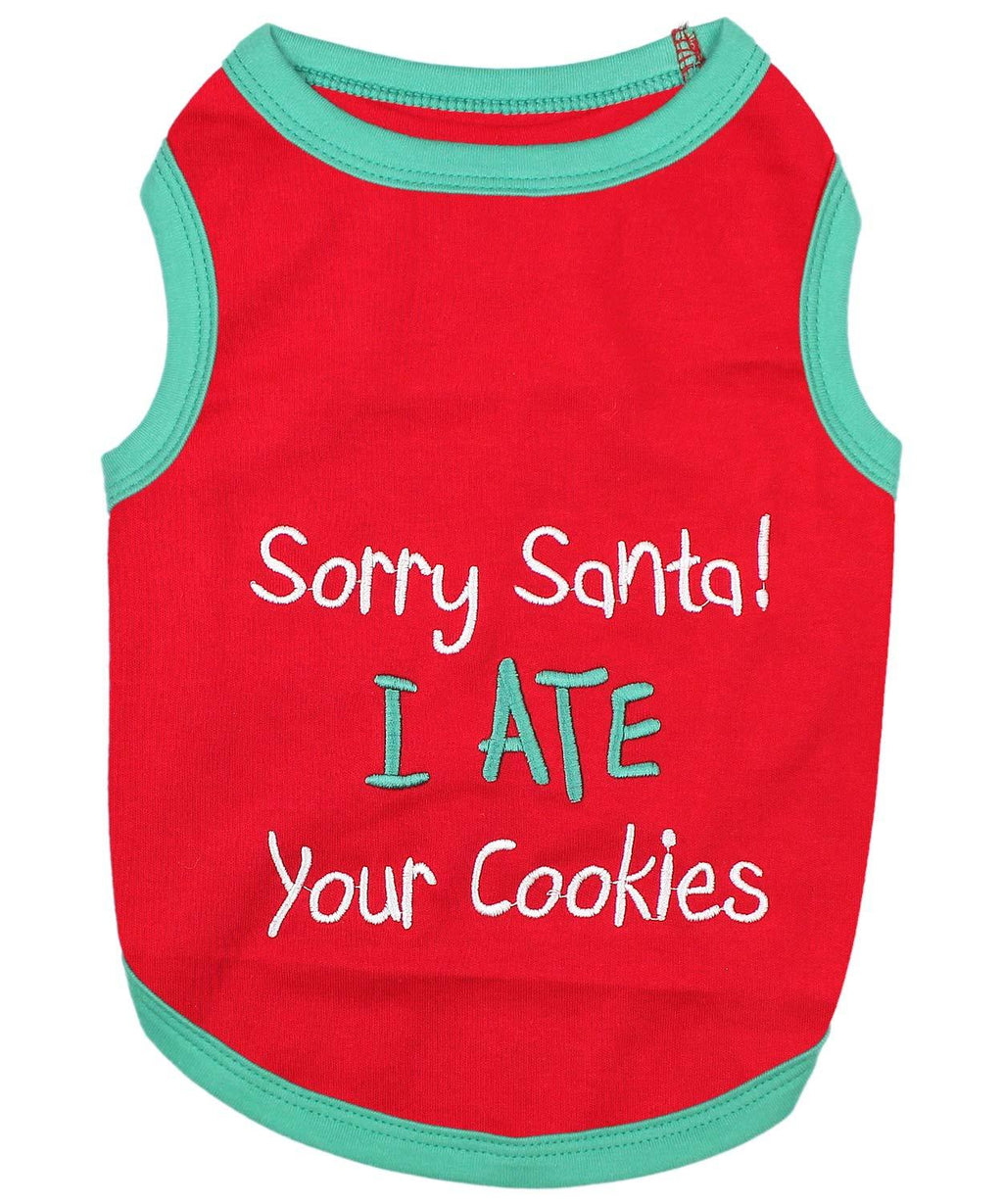 [Australia] - Parisian Pet Funny Christmas Holiday Dog Cat Pet Shirts Tee Tanks - Naughty or Nice, Santa Outfit, Elf Size, Santa's Helper, Sorry Santa I Ate Your Cookies Large 