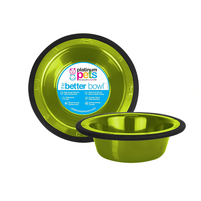 [Australia] - Platinum Pets SwitchIN Stainless Steel Wide Rimmed Dog/Cat Bowl Corona Lime Medium 