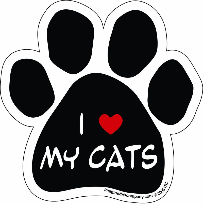 Imagine This Paw Car Magnet, I Love My Cats, 5-1/2-Inch by 5-1/2-Inch - PawsPlanet Australia