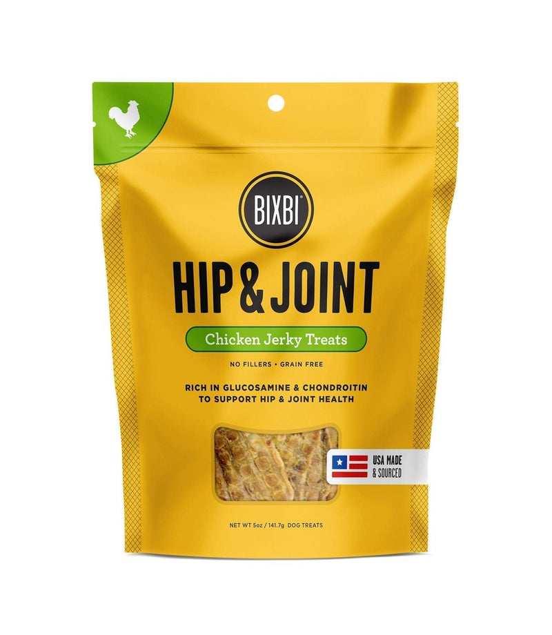 BIXBI Functional Jerky Dog Treats - USA Made Grain Free Dog Treats - Glucosamine, Chondroitin for Dogs - High in Protein, Antioxidant Rich, Whole Food Nutrition, No Fillers Hip & Joint Support Chicken 5 ounce - PawsPlanet Australia