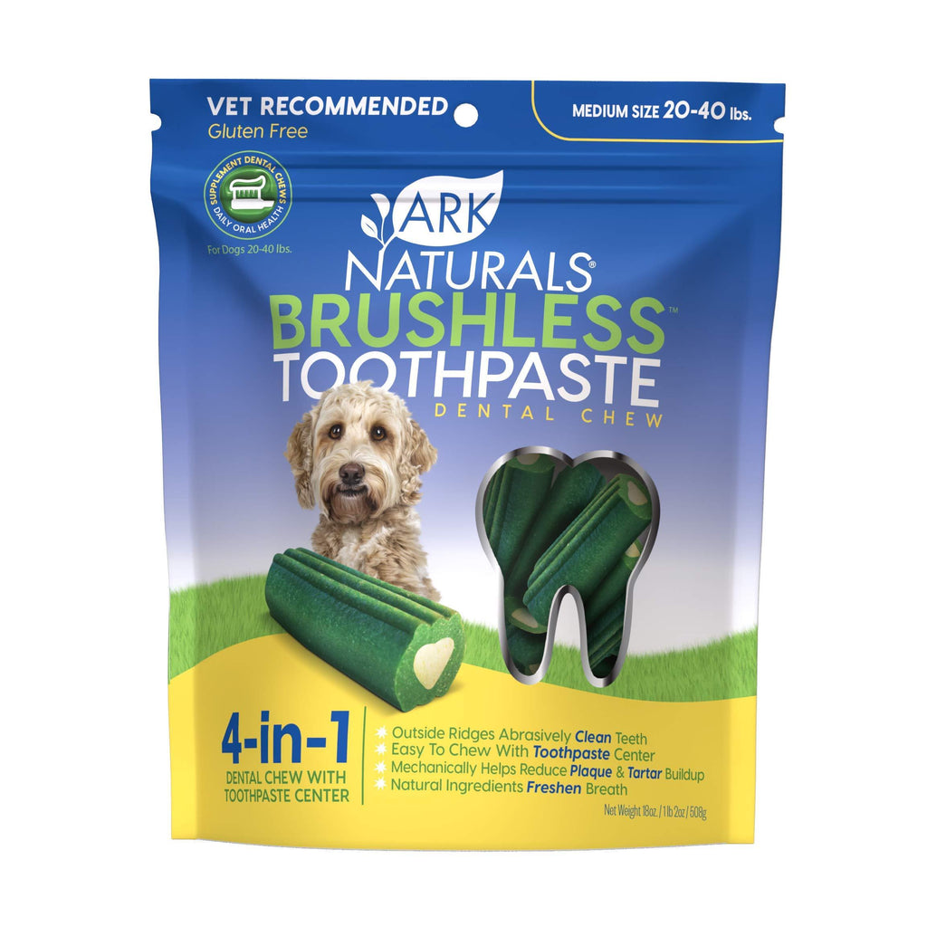 Ark Naturals Brushless Toothpaste, Dog Dental Chews for Medium Breeds, Vet Recommended for Plaque, Bacteria & Tartar Control Single Pack - PawsPlanet Australia