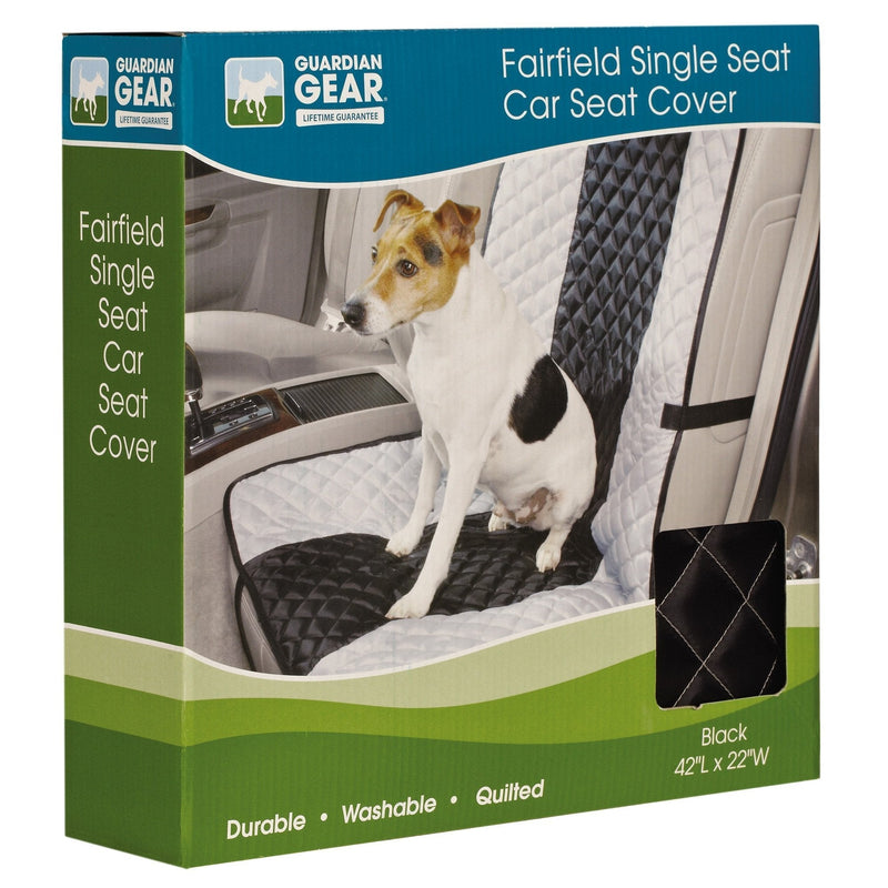 [Australia] - Guardian Gear Fairfield Single Car Seat Covers — Classic Quilted Car Seat Covers for Dogs - 42", Black 