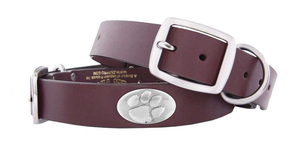 [Australia] - ZEP-PRO Clemson Tigers Brown Leather Concho Dog Collar, Medium 