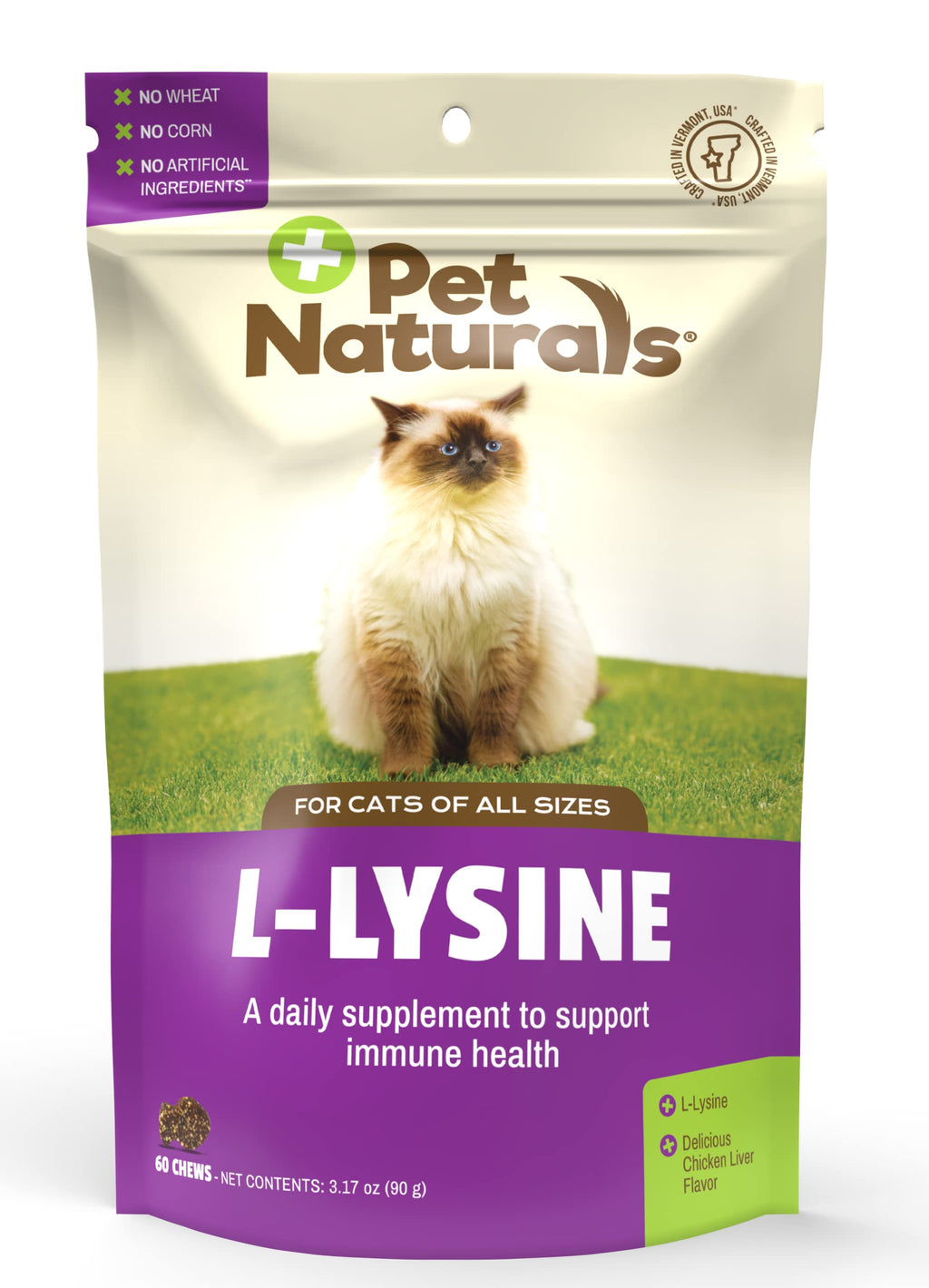 Pet Naturals Lysine for Cats, Chicken Flavor, 60 Chews - Immune and Respiratory Support for Cats - No Wheat or Corn - Vet Recommended - PawsPlanet Australia