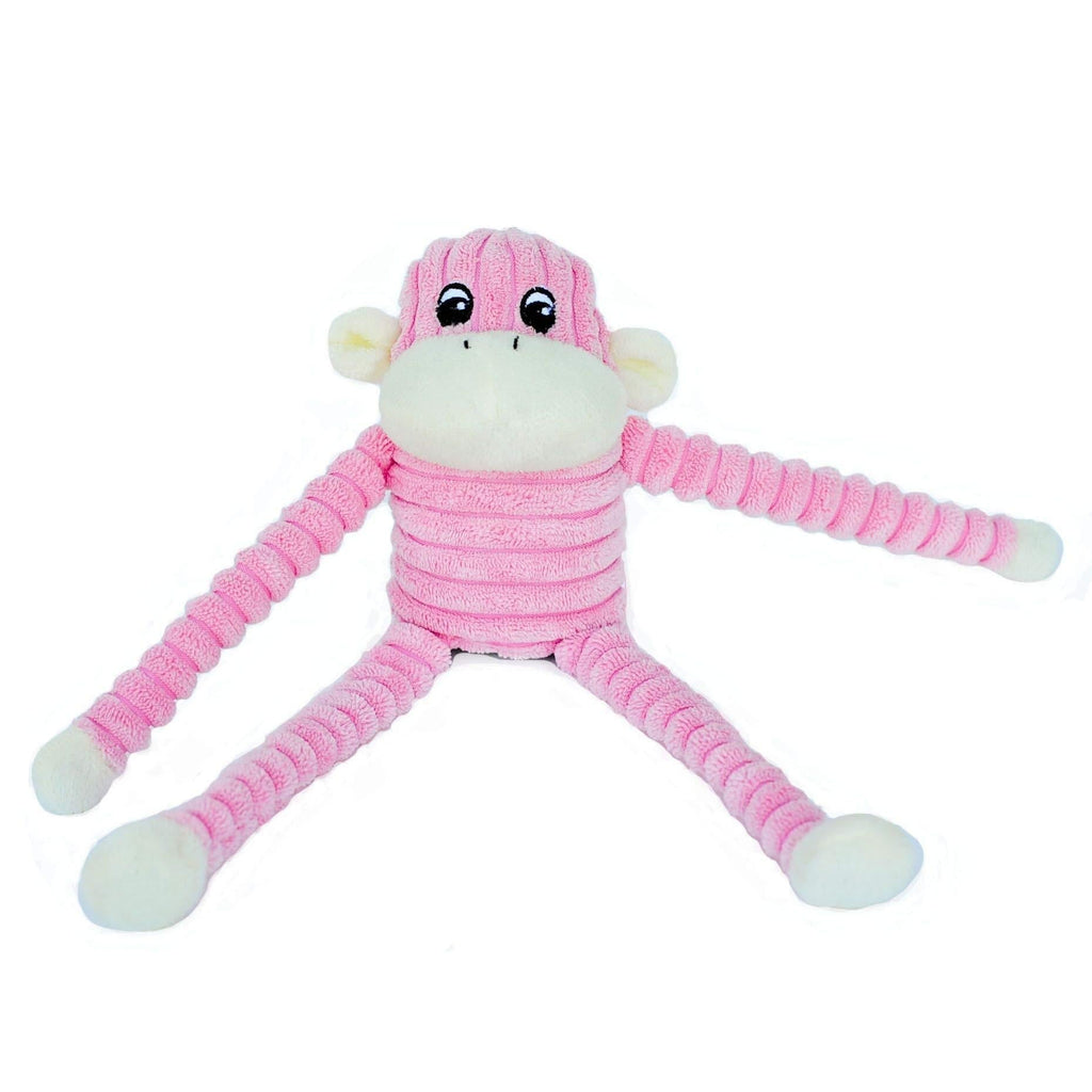 [Australia] - ZippyPaws - Spencer The Crinkle Monkey Dog Toy, Squeaker and Crinkle Plush Toy Small Pink 