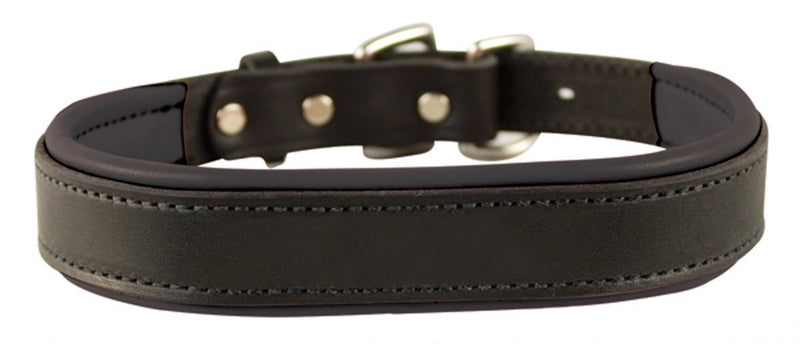 [Australia] - Perri's Padded Leather Dog Collars in Metallic and Bold Non-Metallic Colors Small Black/Black 