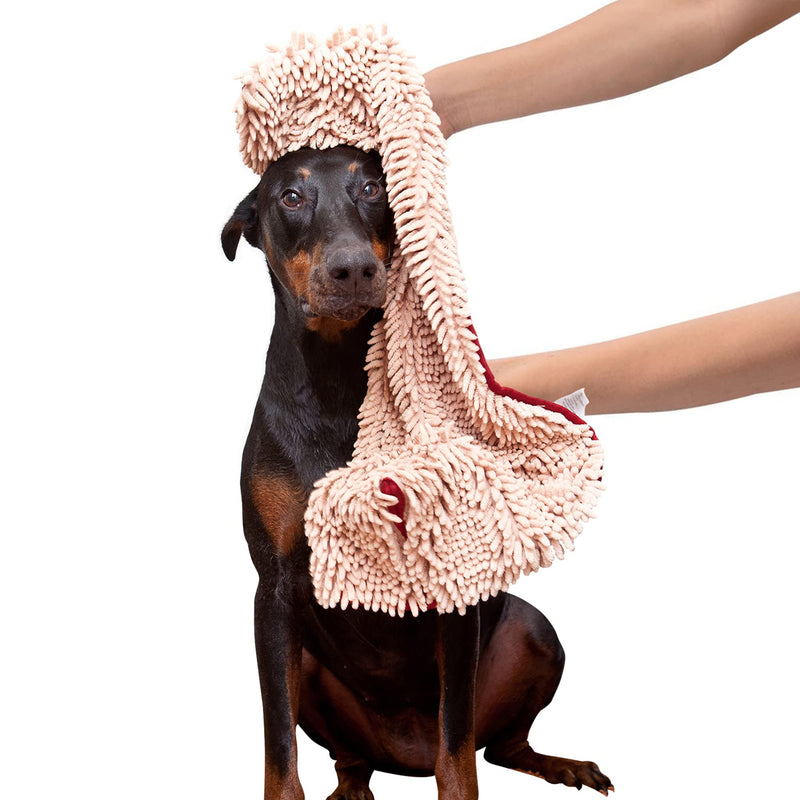 Soggy Doggy Super Shammy Absorbent Quick Drying Machine Washable Hand Pocket Clean Dog Towel Beige - PawsPlanet Australia