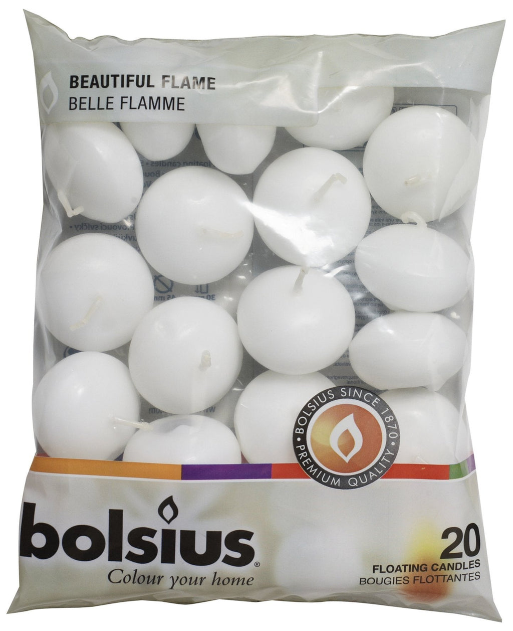 Bolsius Floating Candle-White, Wax, 4.5cm w X 3cm h - PawsPlanet Australia