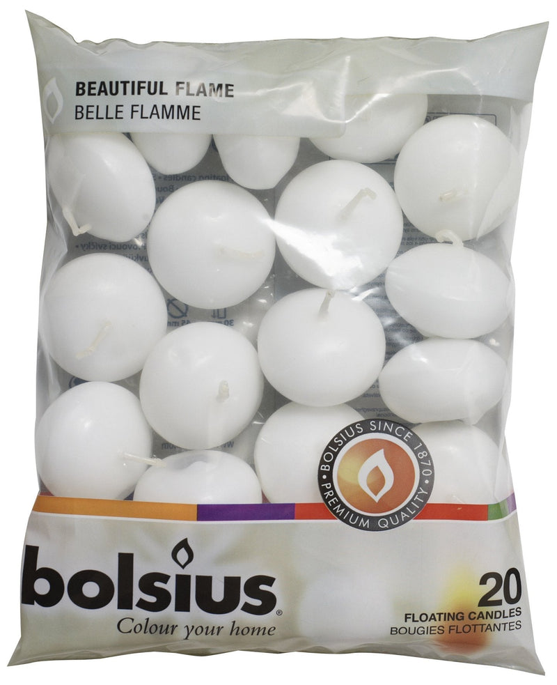 Bolsius Floating Candle-White, Wax, 4.5cm w X 3cm h - PawsPlanet Australia