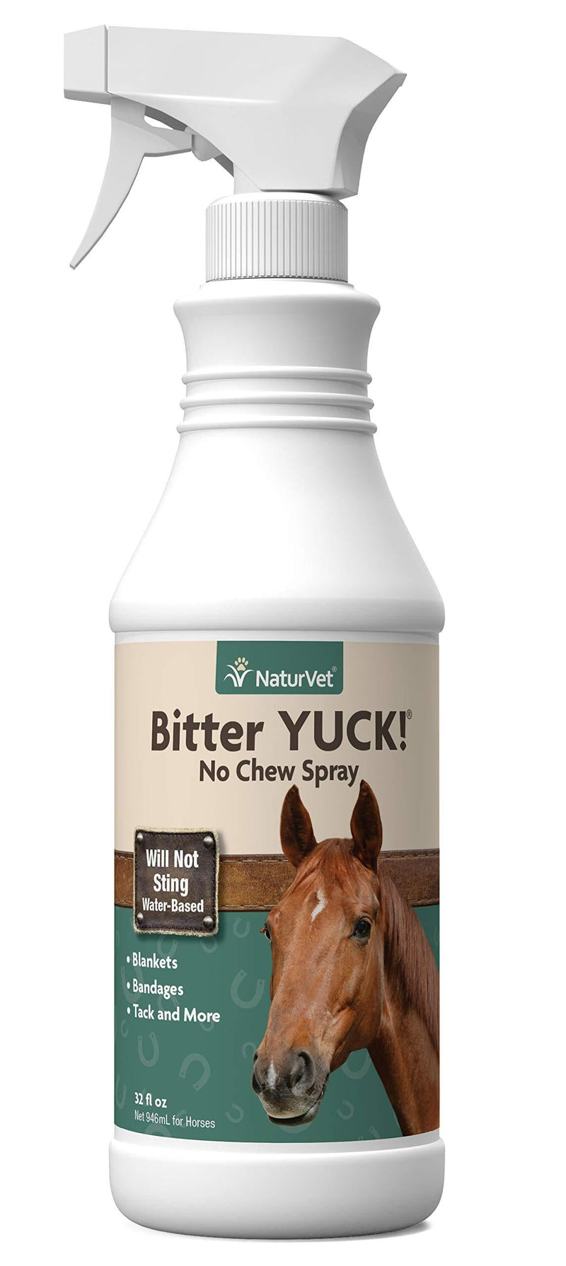 [Australia] - NaturVet – Bitter YUCK - No Chew Spray For Horses – Deters Chewing On Tails, Manes, Bandages, Wounds & More – Water Based Formula Does Not Sting or Stain – 32 oz 