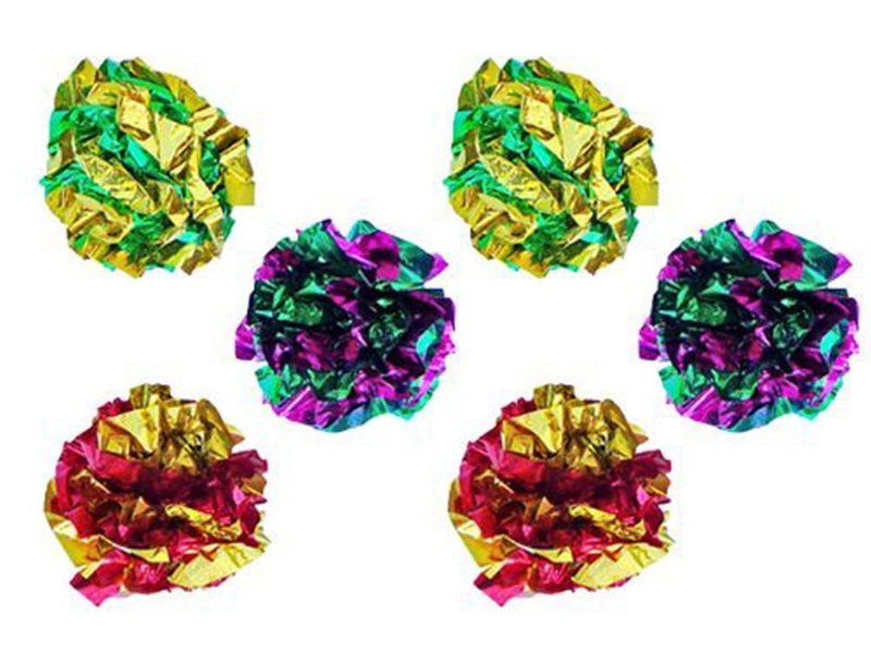 PetFavorites Original Mylar Crinkle Balls Cat Toys 6 Pack - PawsPlanet Australia