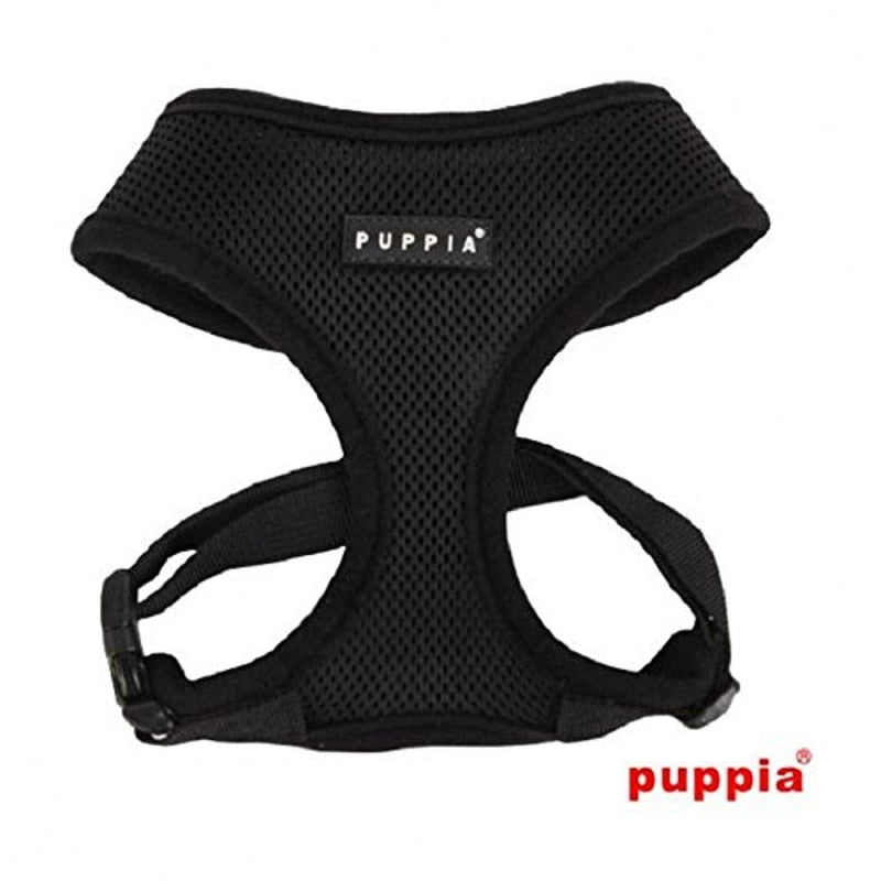 [Australia] - Puppia Soft Vest Harness B Black Small (9-1/5" Neck Girth x 11-1/5" - 12" Breast Girth) 