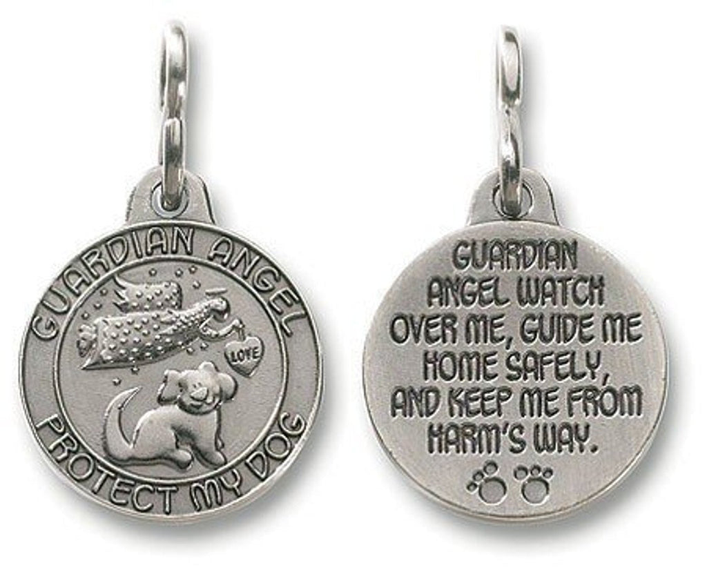 Religious Gifts Guardian Angel Dog Pet Protection 1 Inch Pewter Collar Medal - PawsPlanet Australia