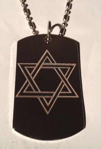 [Australia] - Star of David Jew Jewish Judaism Religion Religious Logo - Military Dog Tag Luggage Tag Key Chain Metal Chain Necklace 