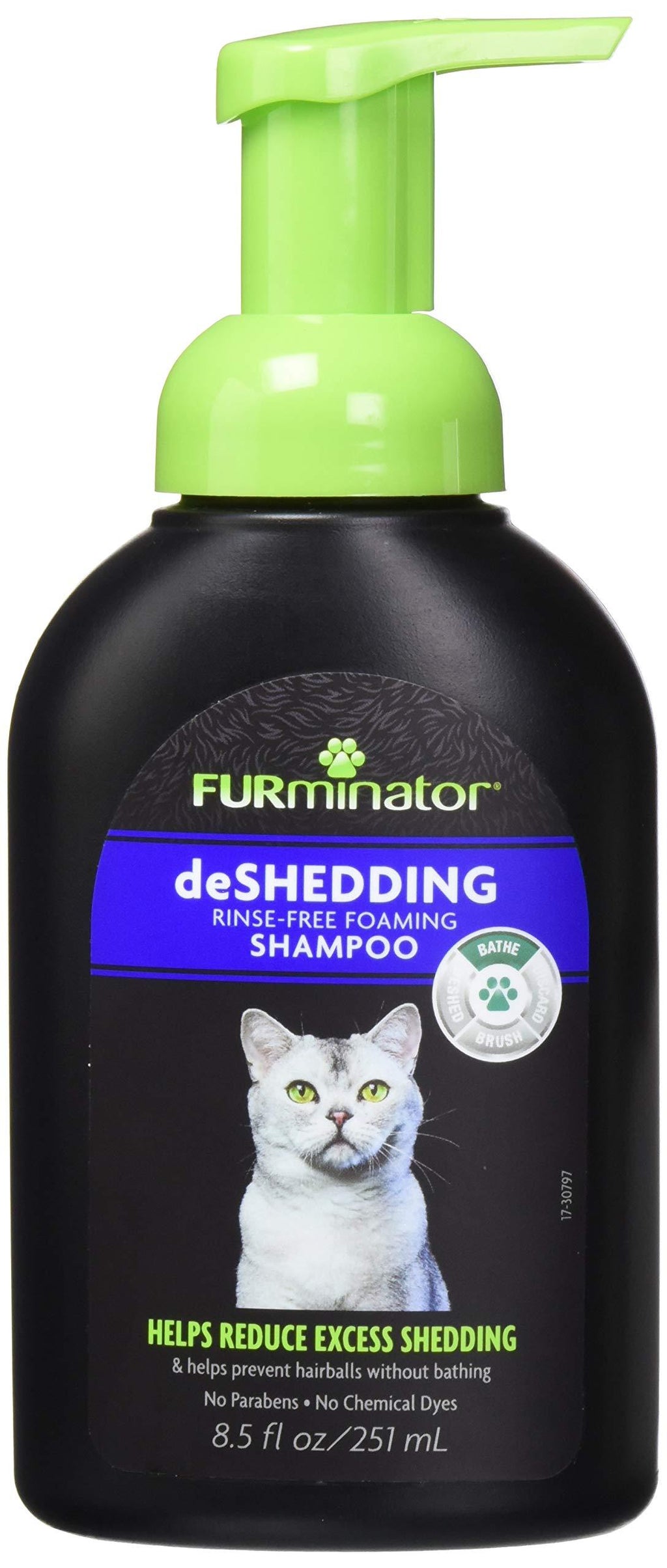[Australia] - Furminator deShedding Rinse Free Foaming Shampoo for Cats 8.5-Ounce 