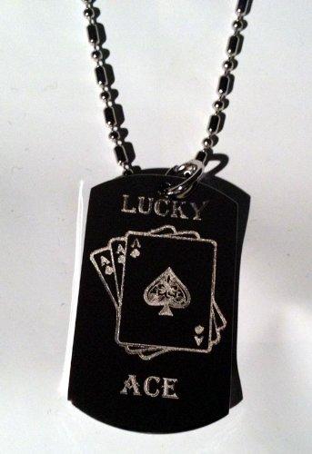 [Australia] - Gambling Poker Cards Lucky ACE Symbols - Military Dog Tag Luggage Tag Key Chain Metal Chain Necklace 