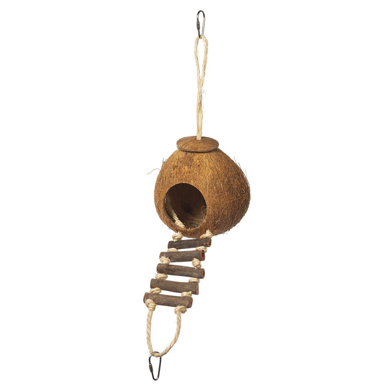 Prevue Hendryx 62801 Naturals Coco Hideaway with Ladder Bird Toy,1 Count (Pack of 1) Original Version - PawsPlanet Australia