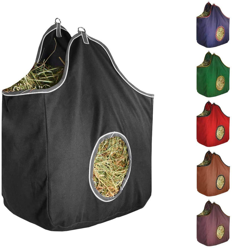 Derby Originals Large D-Ring Canvas Horse Hay Bag with Extra Wide Gusset and Six Month Warranty Black - PawsPlanet Australia