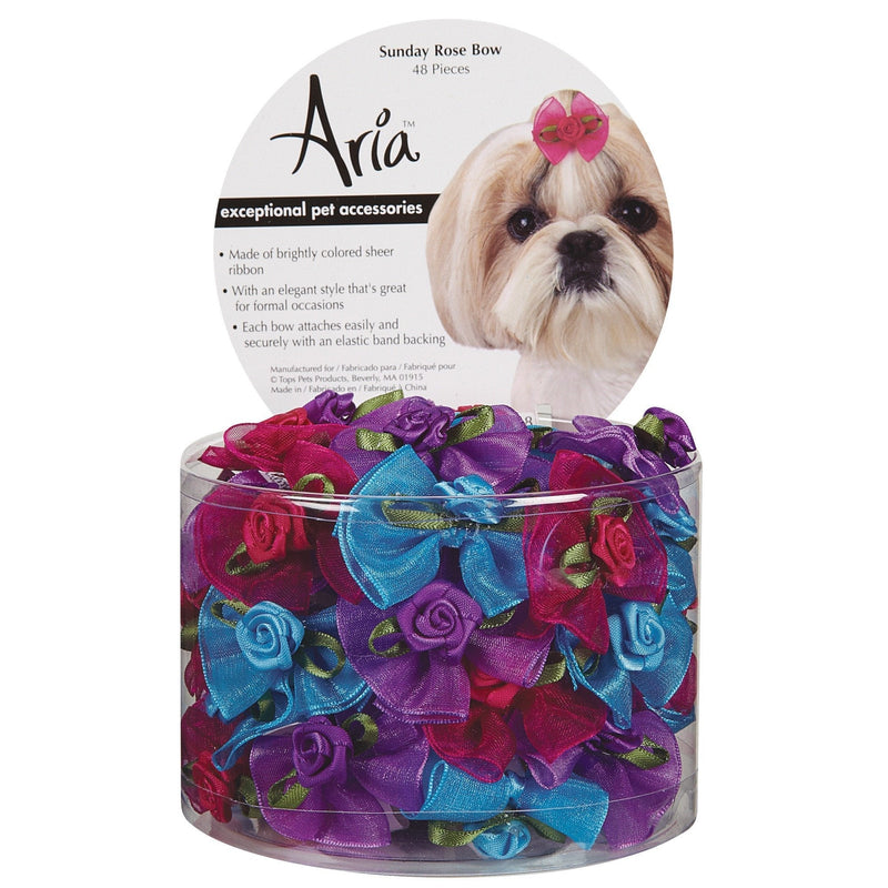 Aria Sunday Rose Bows for Dogs, 48-Piece Canisters - PawsPlanet Australia
