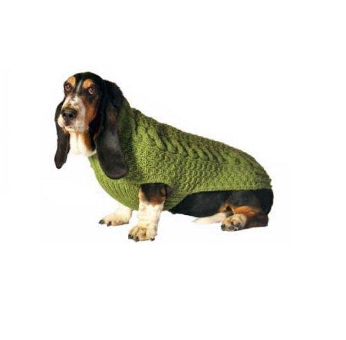[Australia] - Chilly Dog Green Cable Dog Sweater, Medium 