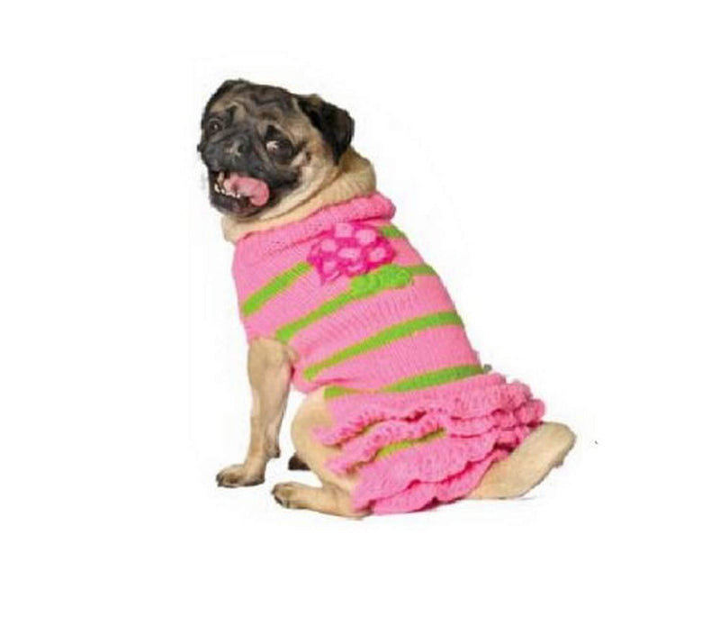 [Australia] - Chilly Dog Pink Flower Skirt Dog Sweater, XX-Large 