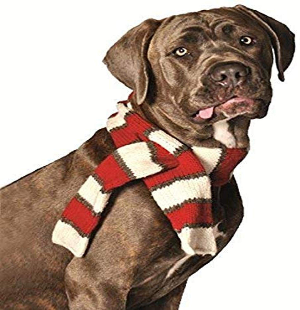 [Australia] - Chilly Dog White/Red Pet Scarf, Medium 