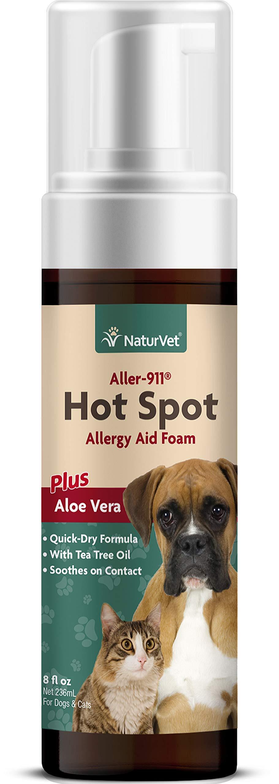 NaturVet – Aller-911 Hot Spot Allergy Aid Foam Plus Aloe Vera – 8 oz – Helps to Relieve Itchy & Irritated Skin – Enhanced with Bittering Agent to Deter Gnawing & Chewing – For Dogs & Cats - PawsPlanet Australia