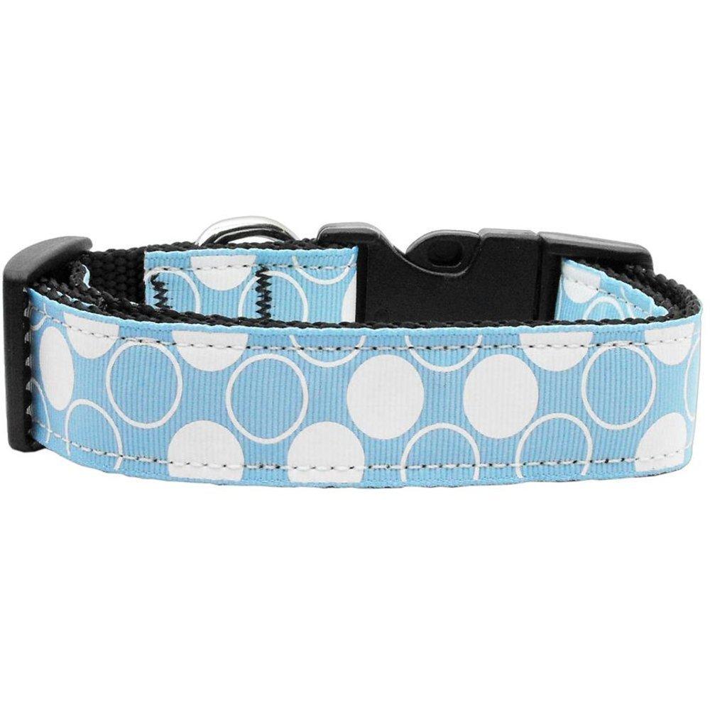 [Australia] - Mirage Pet Products Diagonal Dots Nylon Collar, Large, Baby Blue 