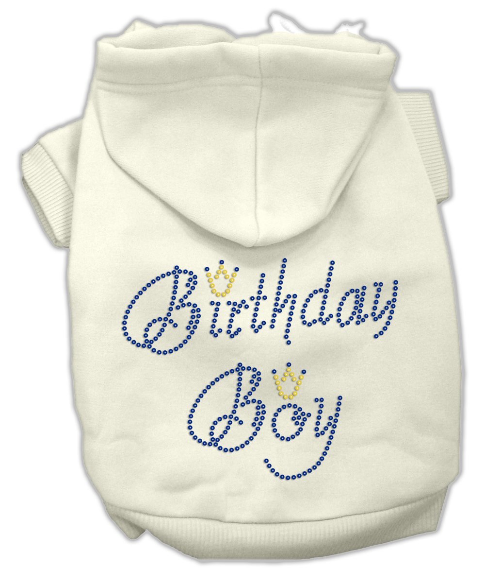 [Australia] - Mirage Pet Products 12-Inch Birthday Boy Hoodies, Medium, Cream 