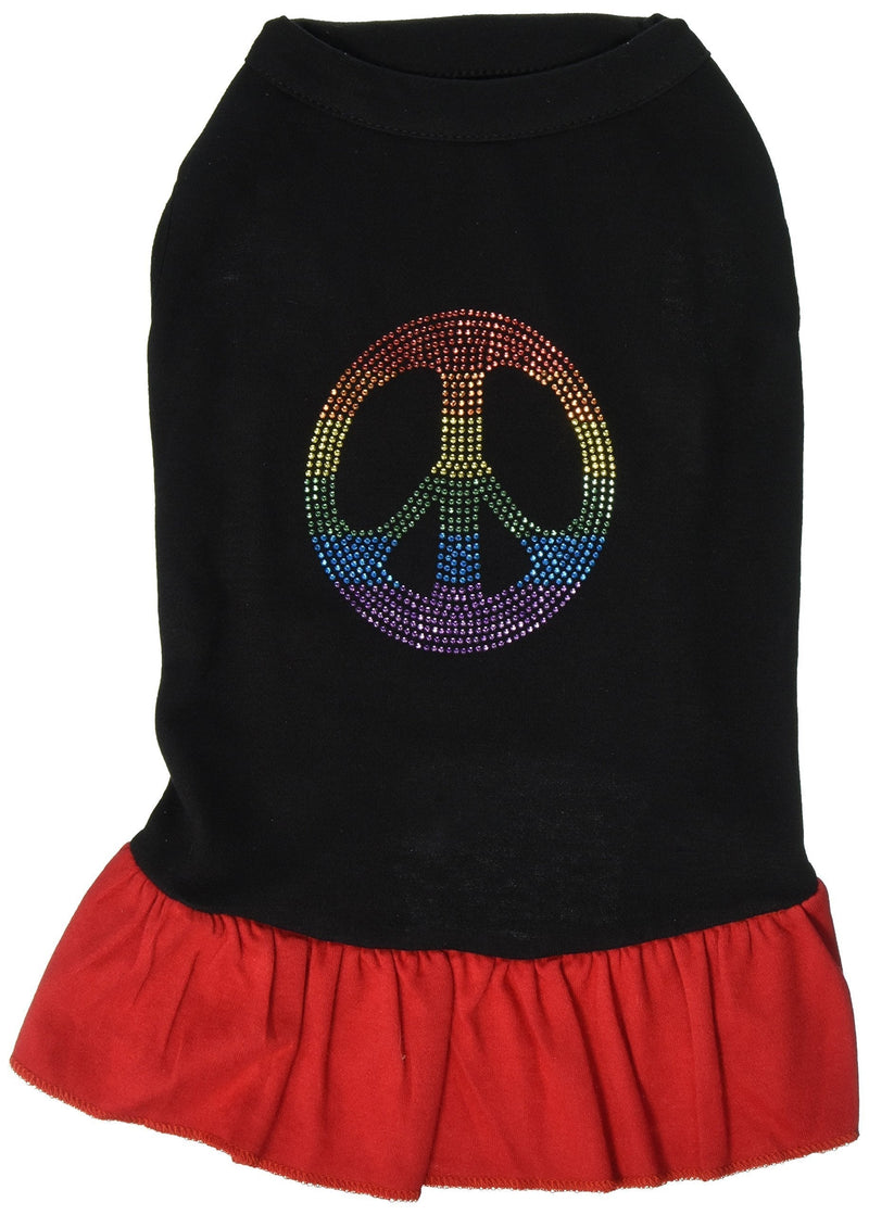 [Australia] - Mirage Pet Products 57-18 LGBKRD 14" Rhinestone Rainbow Peace Dress Black with Red, Large 