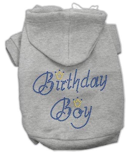 [Australia] - Mirage Pet Products 12-Inch Birthday Boy Hoodies, Medium, Grey 