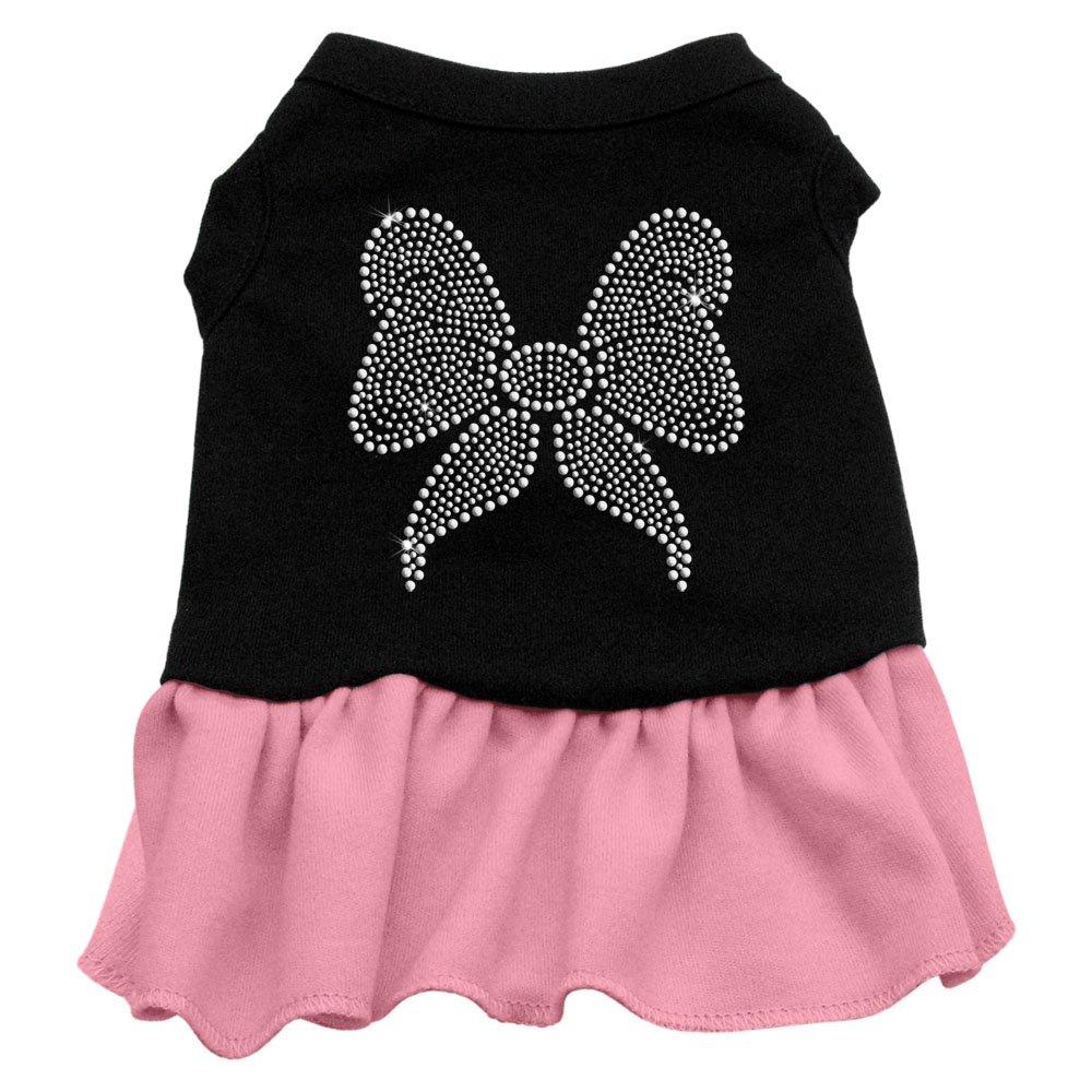 [Australia] - Mirage Pet Products 57-09 MDBKPK 12" Rhinestone Bow Dresses Black with Light Pink, Medium Black with Pink 