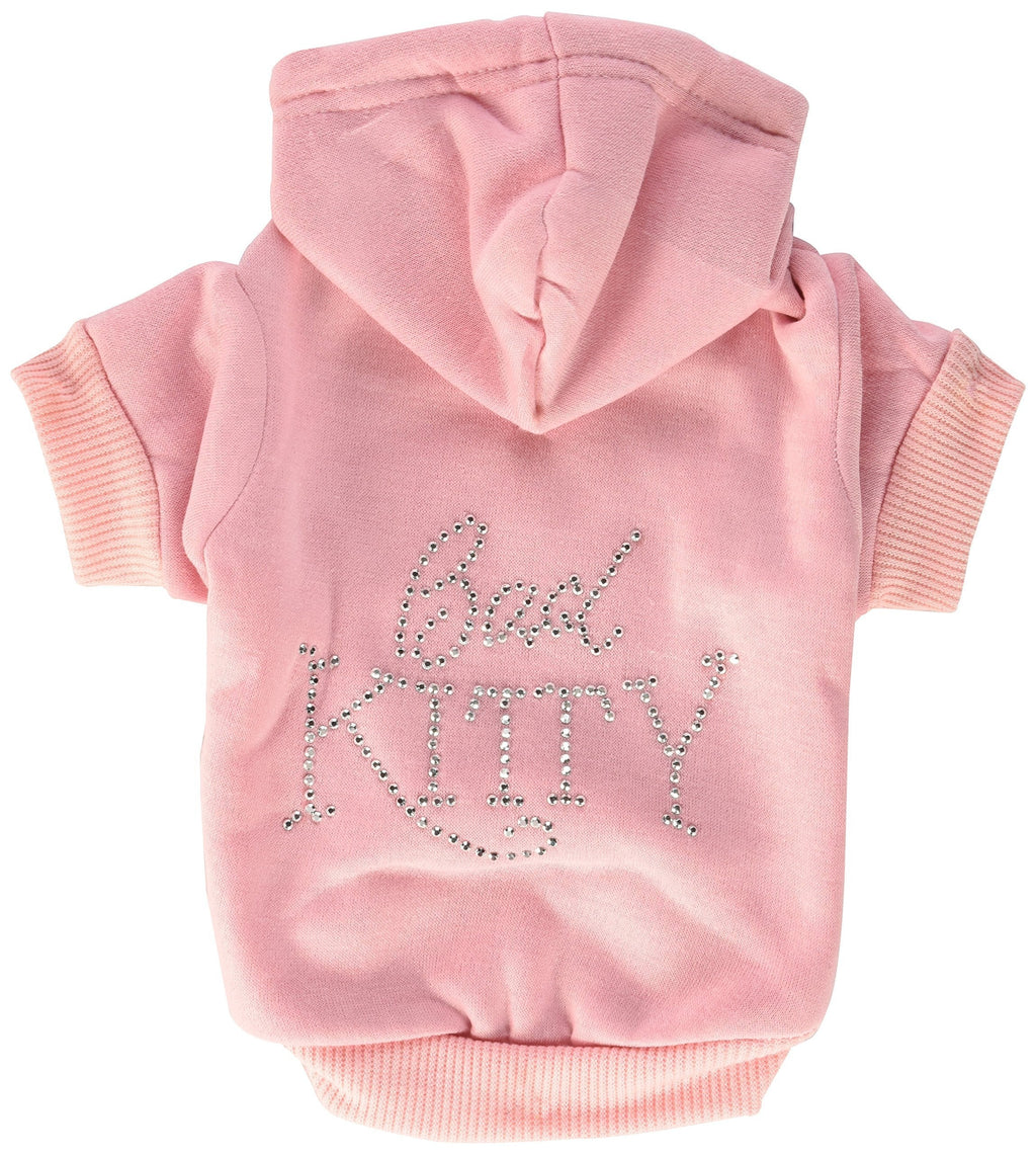 Mirage Pet Products 10-Inch Bad Kitty Rhinestud Hoodie, Small, Pink - PawsPlanet Australia