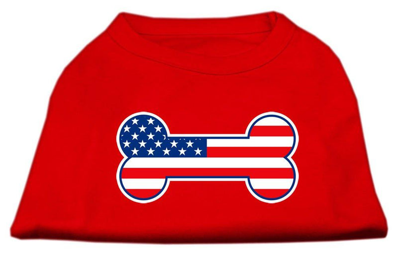 [Australia] - Mirage Pet Products Bone Shaped American Flag Screen Print Shirt X-Small Red 