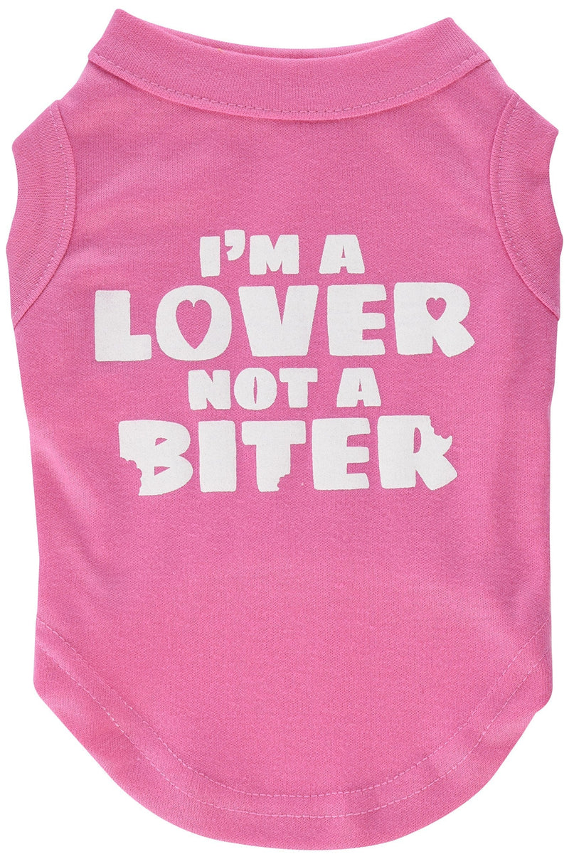 Mirage Pet Products 10-Inch I'm a Lover Not a Biter Screen Printed Dog Shirts, Small, Bright Pink - PawsPlanet Australia