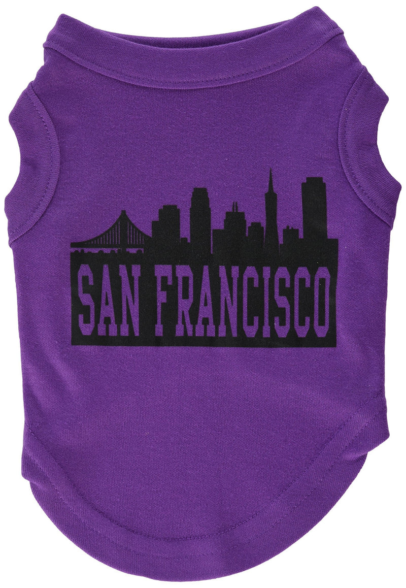 Mirage Pet Products 10-Inch San Francisco Skyline Screen Print Shirt for Pets, Small, Purple - PawsPlanet Australia