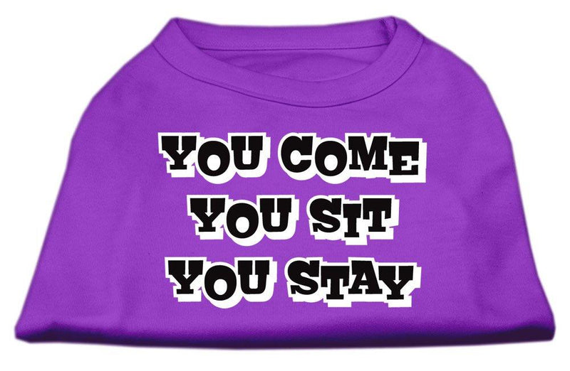 [Australia] - Mirage Pet Products 8-Inch You Come/You Sit/You Stay Screen Print Shirts for Pets, X-Small, Purple 